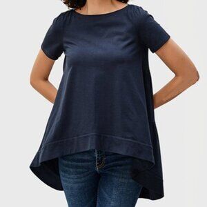 eShakti Zapelle High-low Hem Cotton Jersey Tunic Navy XS (2)